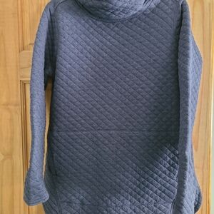 Duluth Trading Co Quilted Blue Women's Cowl Neck Tunic